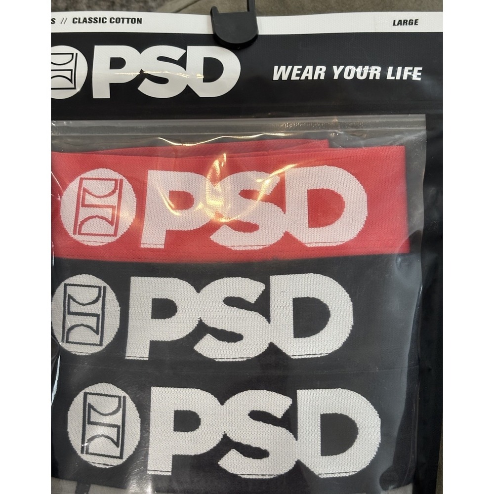 PSD 3 Pack Premium Boxer Briefs Core Men's Large Red,Grey,Black NIB NEW - Picture 2 of 6